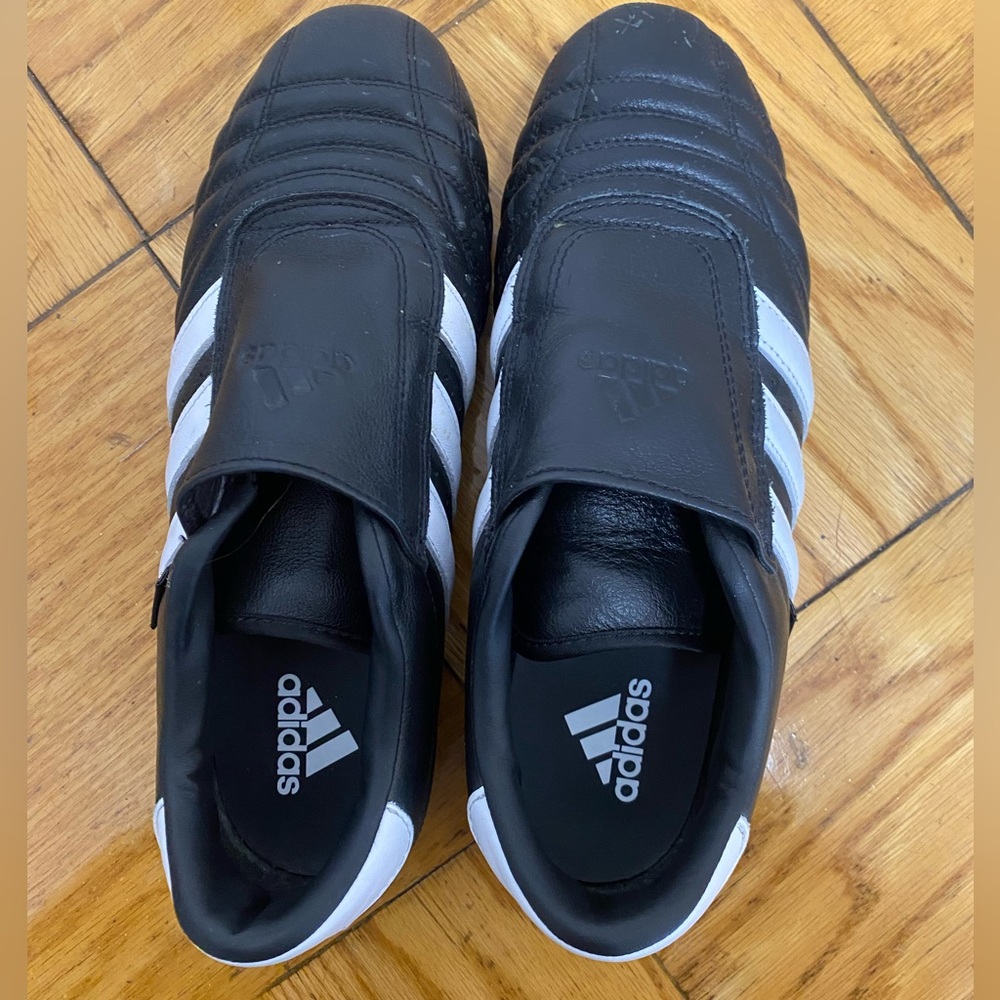 Adidas Taekwondo Black and White Leather Slip-Ons
